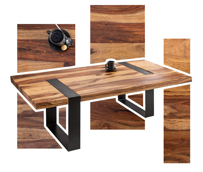 Table basse en bois massif laqué