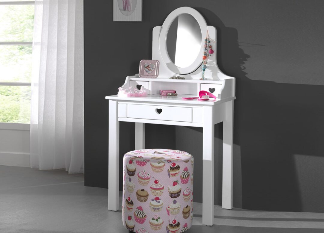 coiffeuse blanche laquée avec rangement