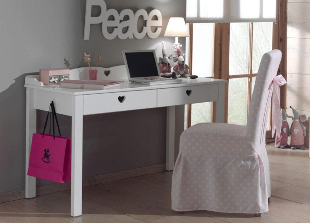 bureau laqué blanc déco jeune fille
