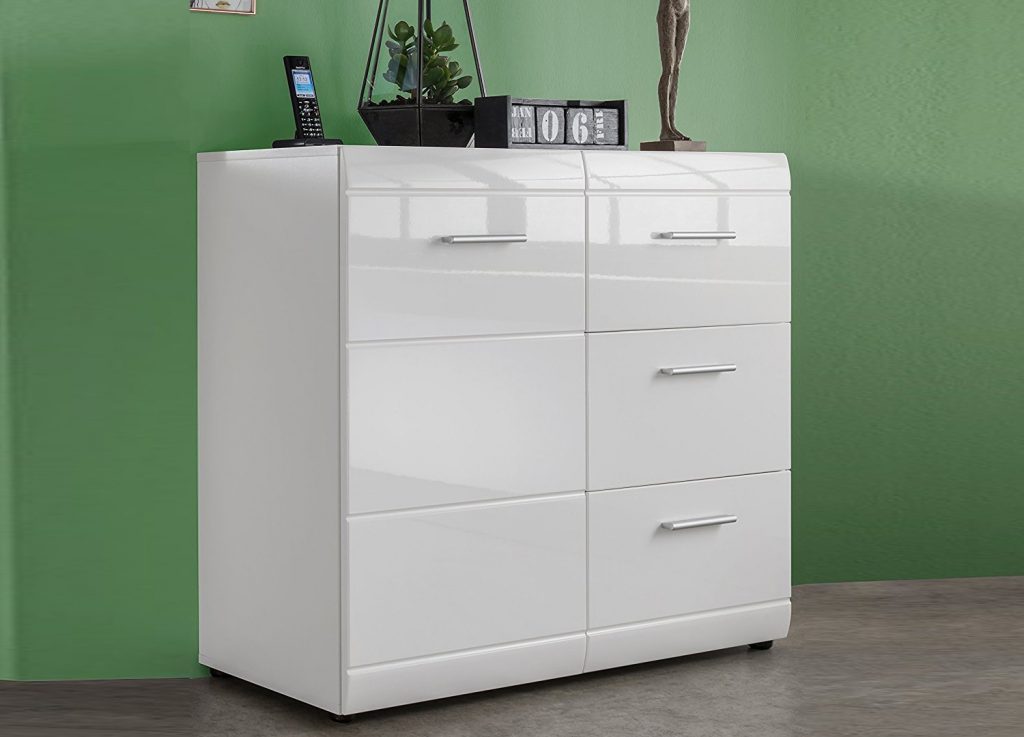 Meuble commode blanc laqué pas cher