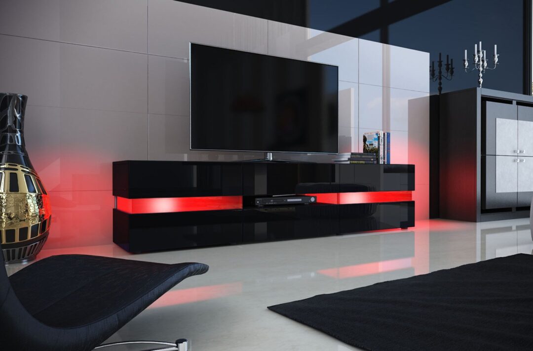 meuble tv noir à led
