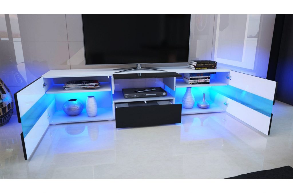 Banc TV blanc à led