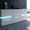 Meuble buffet blanc à led