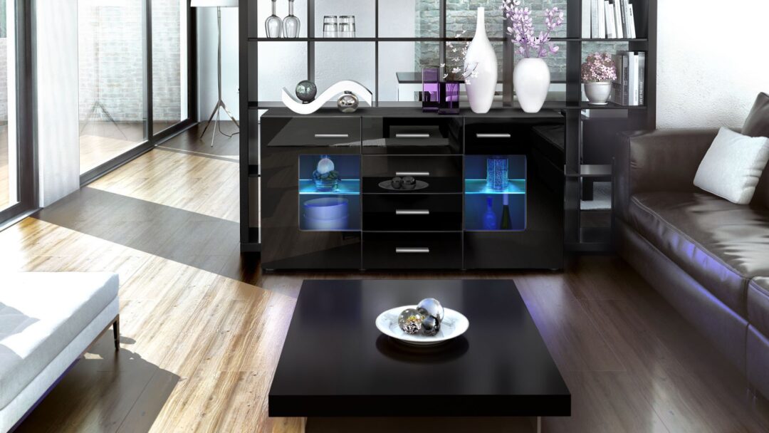 meuble buffet moderne noir
