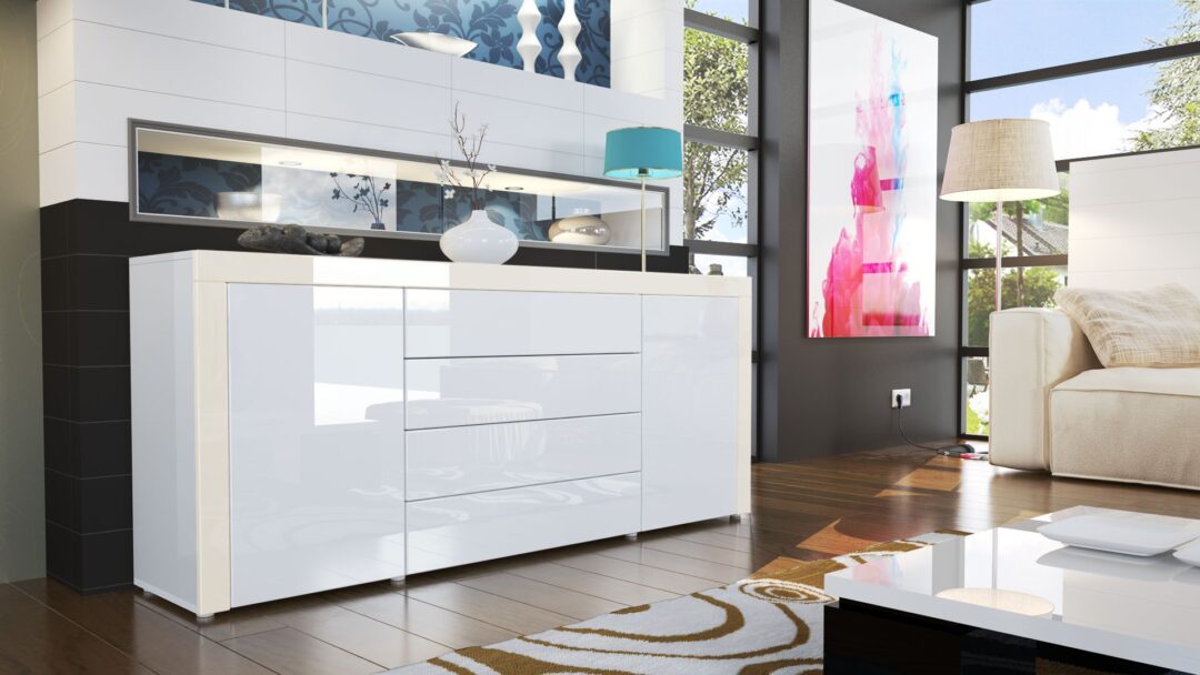 buffet moderne blanc laqué
