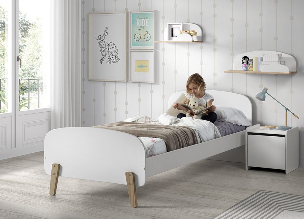 Lit enfant blanc laqué et pin massif