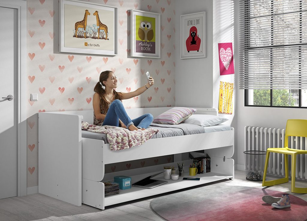 Lit blanc ado transformable en bureau