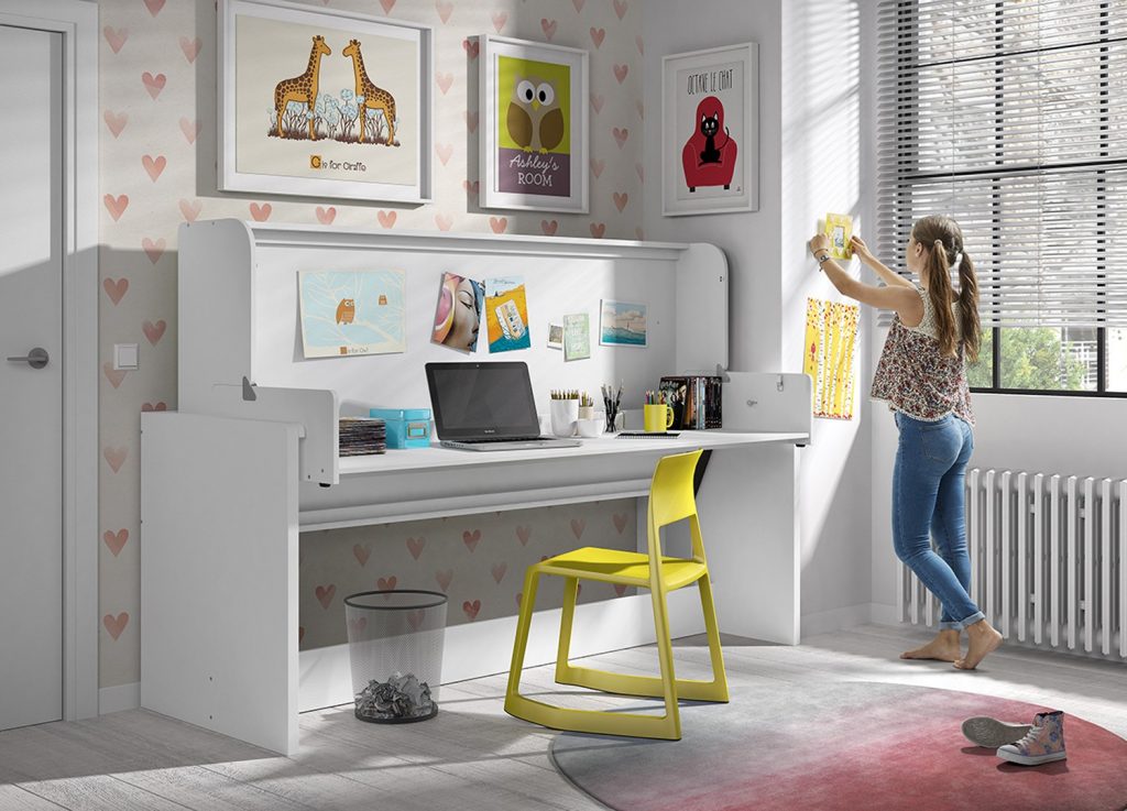 Lit blanc ado transformable en bureau