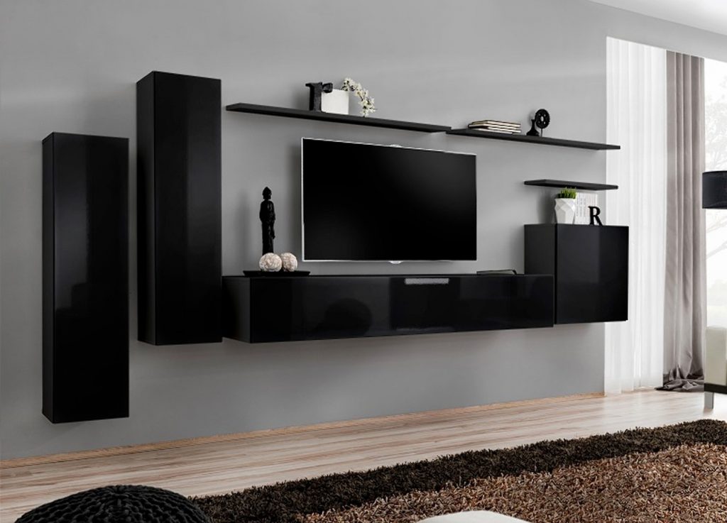 Meuble TV design mural noir