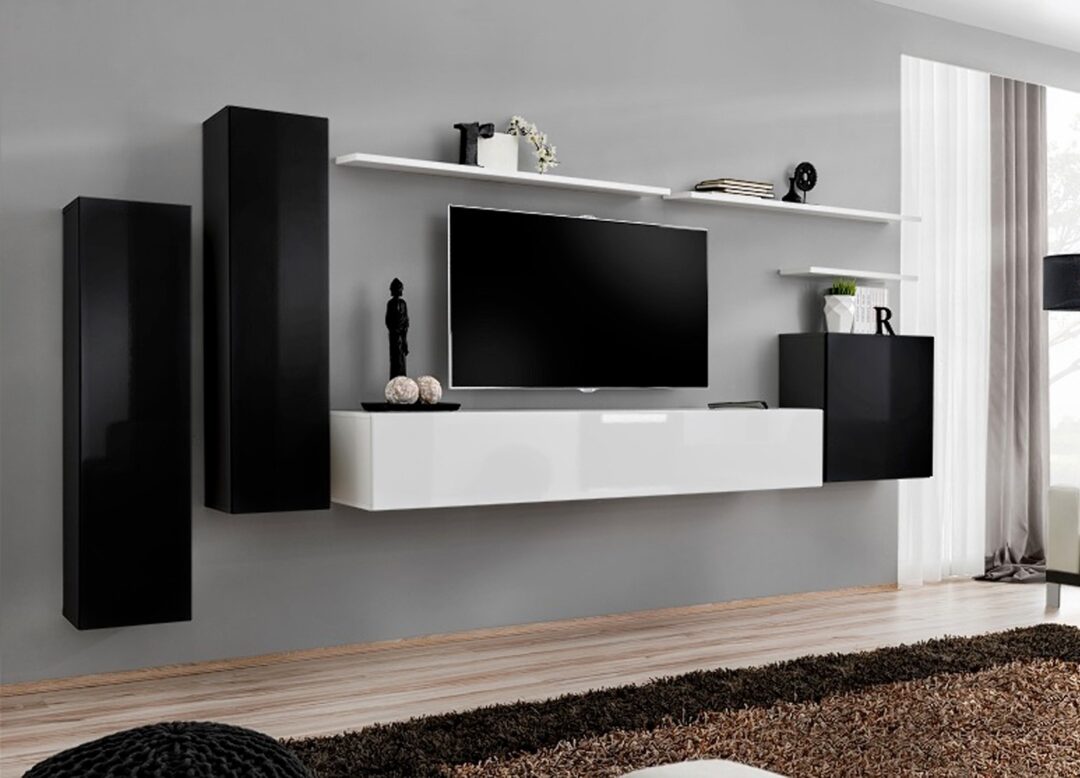 Meuble de télévision noir et blanc
