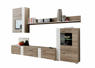 Ensemble tv chêne truffier et blanc