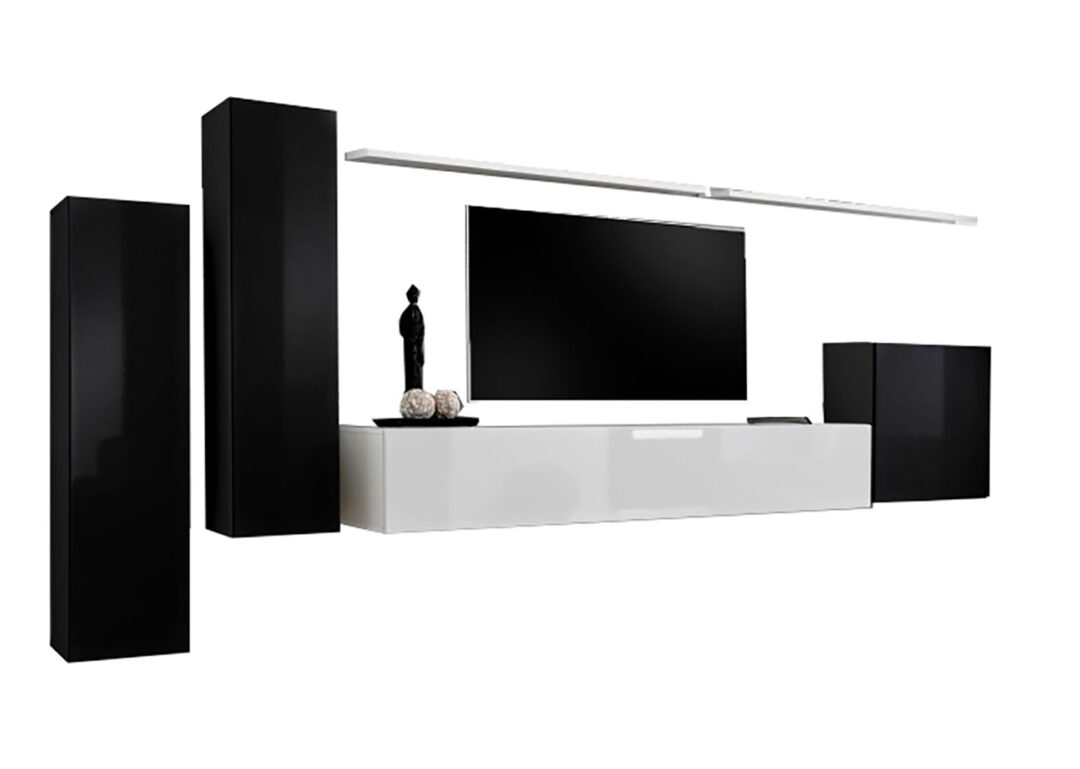 Meuble de télévision noir et blanc