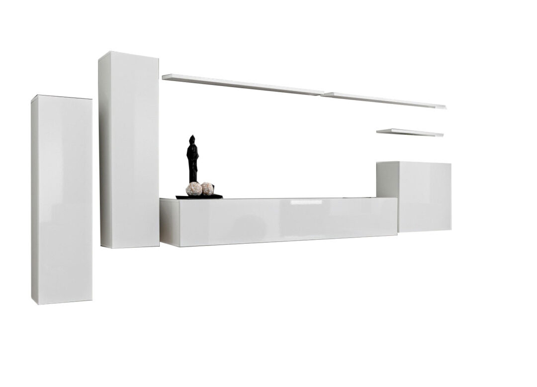 Meuble télé mural moderne blanc avec rangements