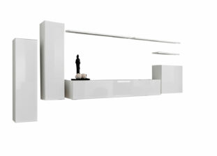Meuble télé mural moderne blanc avec rangements