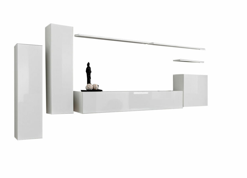 Meuble télé mural moderne blanc avec rangements