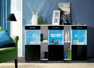 Buffet design noir & blanc à led
