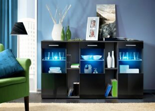 Buffet design noir à led