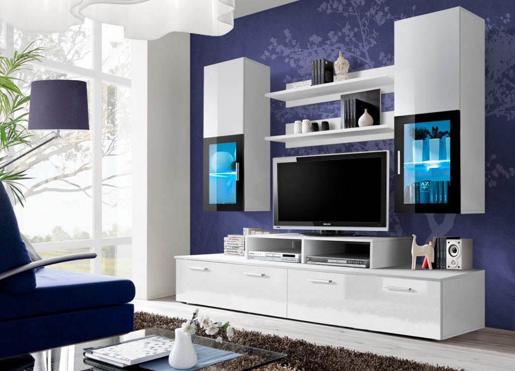 Meuble TV design blanc laqué