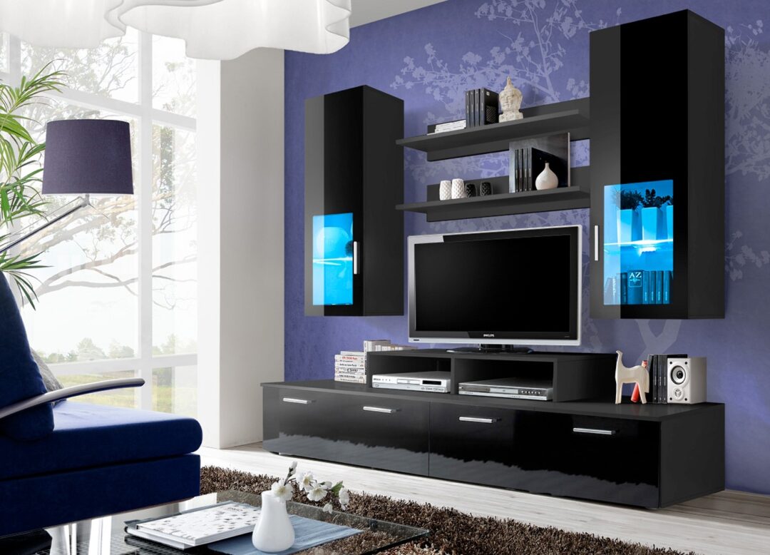 Meuble tv noir pas cher