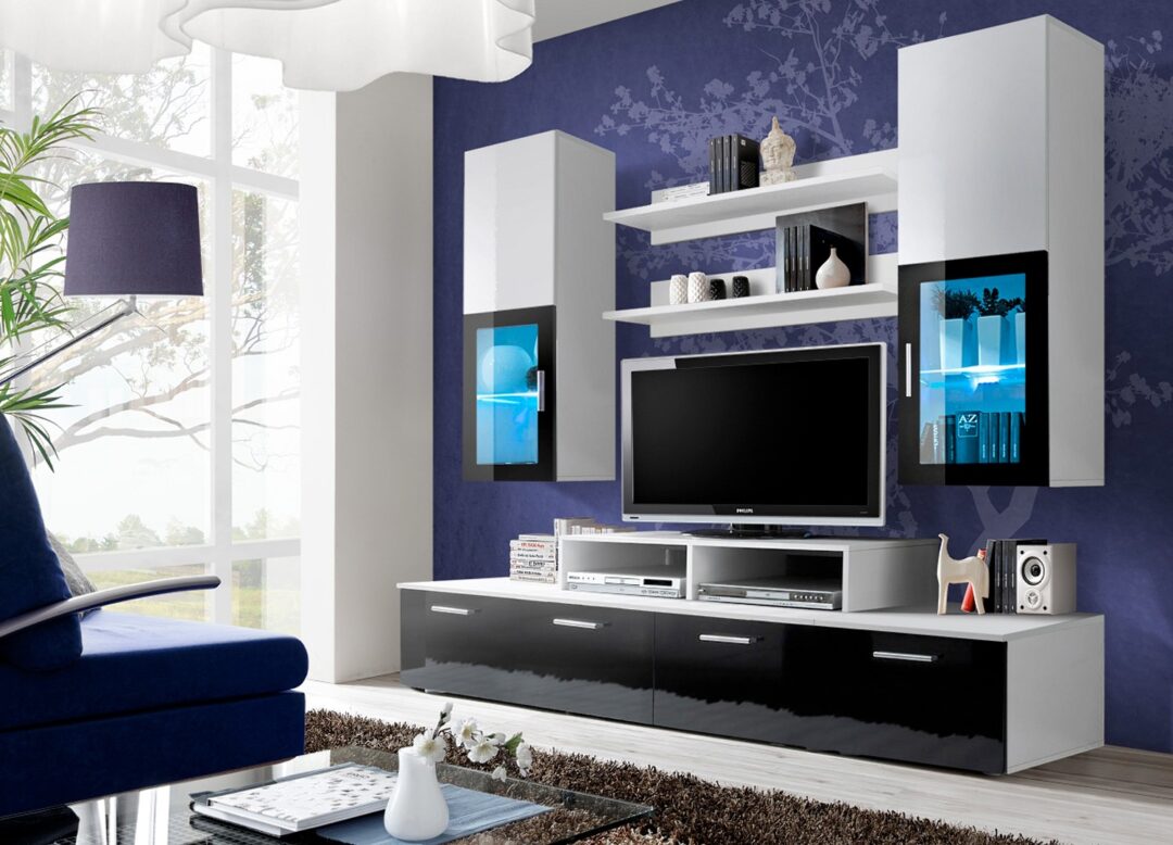 Meuble télé pas cher blanc et noir