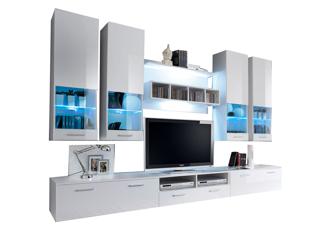 Meuble tv laqué blanc lumineux