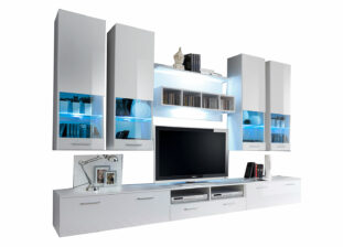 Meuble tv laqué blanc lumineux
