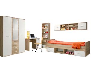 chambre d'enfant complète décor chêne et blanc