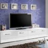 Meuble TV bas design blanc laqué