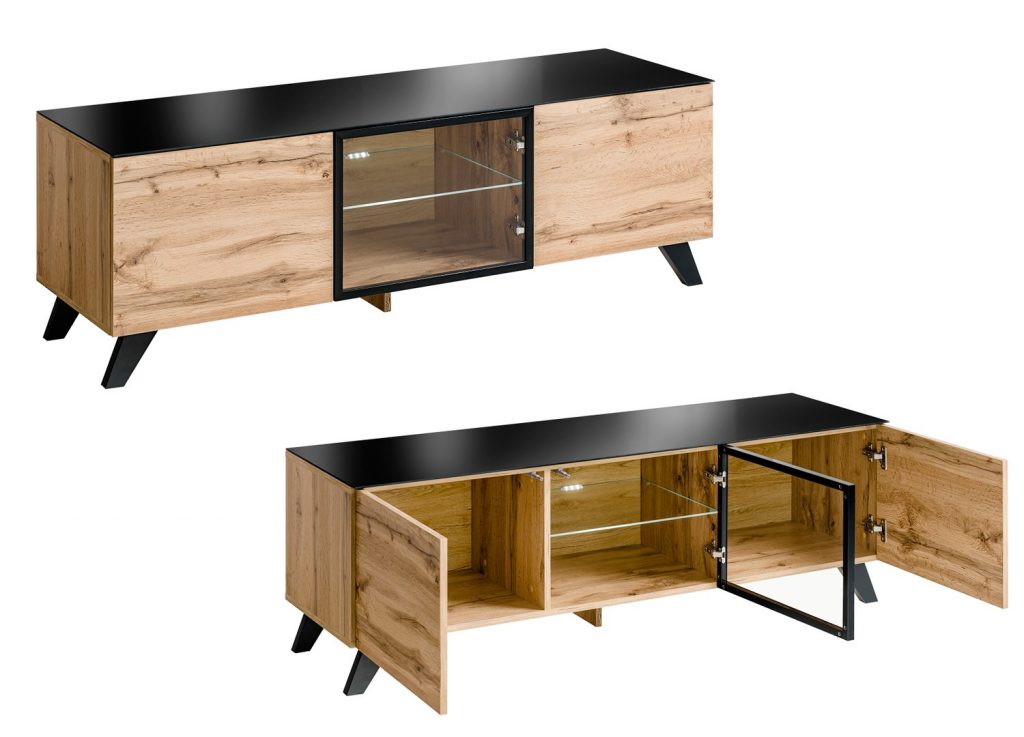 Meuble TV design bois à led