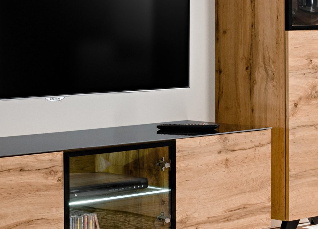 Meuble TV design bois à led