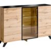 Buffet bahut design bois et verre noir à led