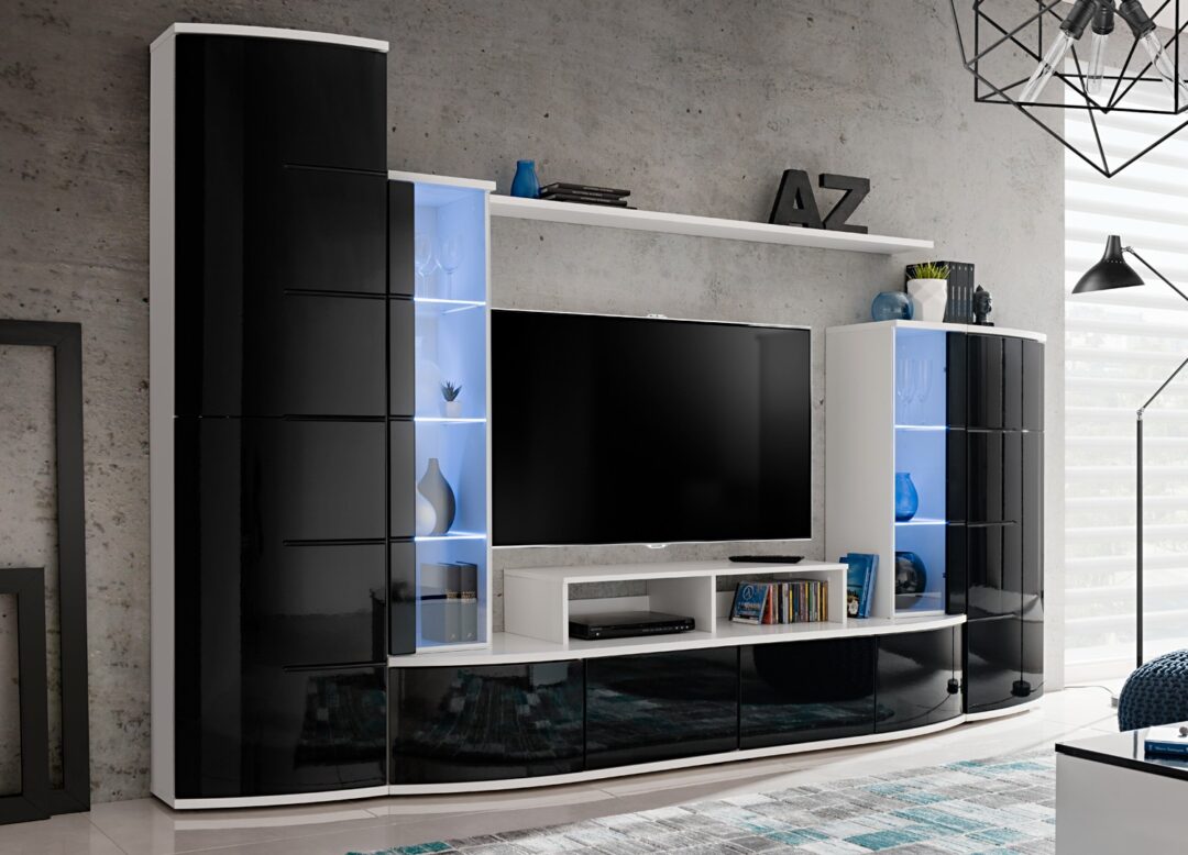 meuble télé design blanc et noir