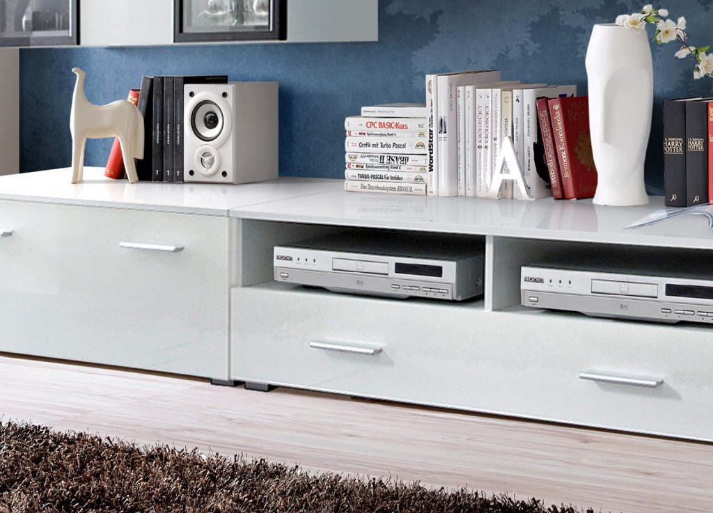 Ensemble meuble TV blanc laqué