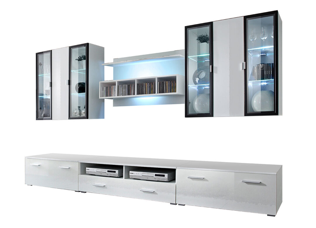 Meuble tv mural blanc à led