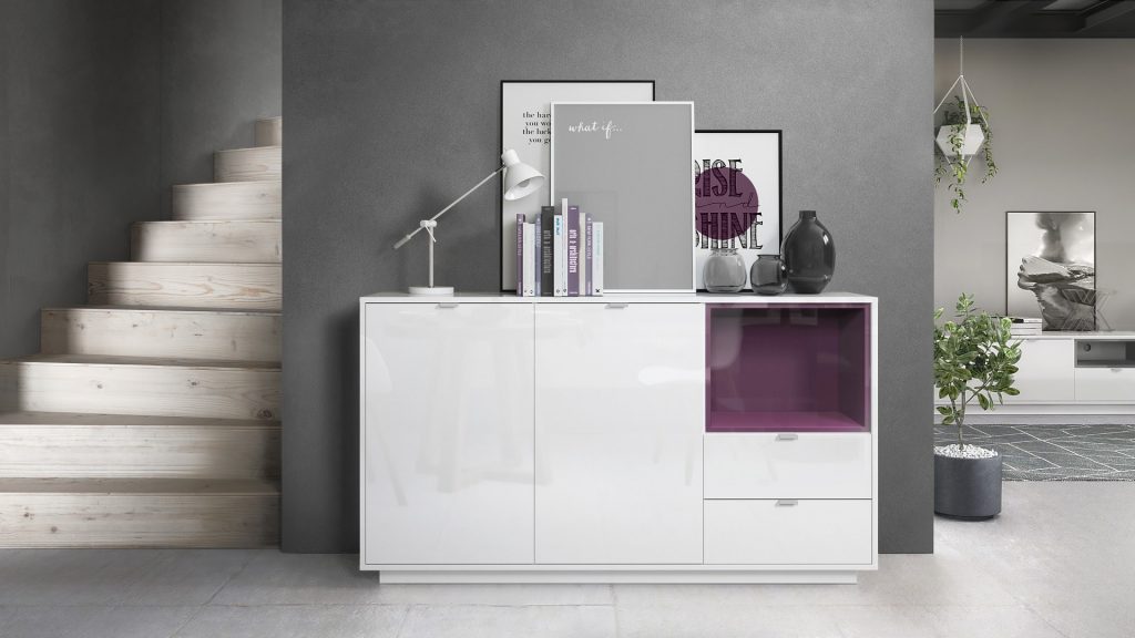 Meublebuffetdesignblancbrillantcm