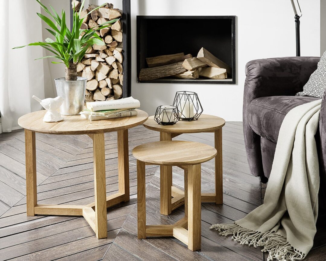 Bout de canapé bois massif et métal de salon avec pieds chromé