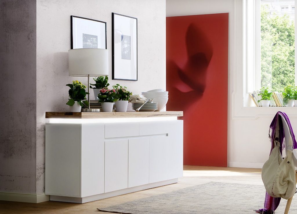 Grand Buffet blanc & bois massif