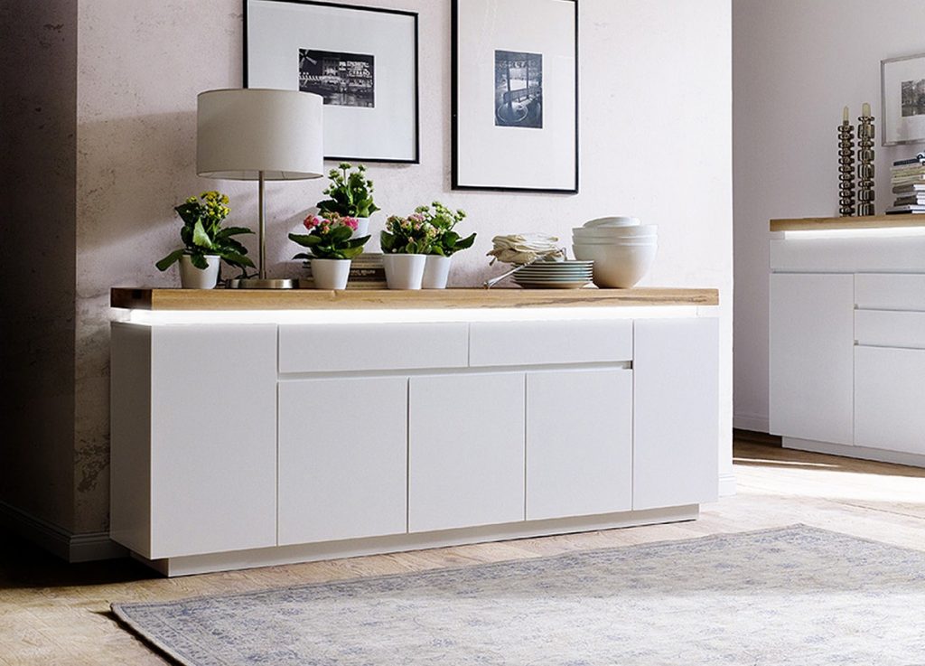 Grand Buffet blanc & bois massif