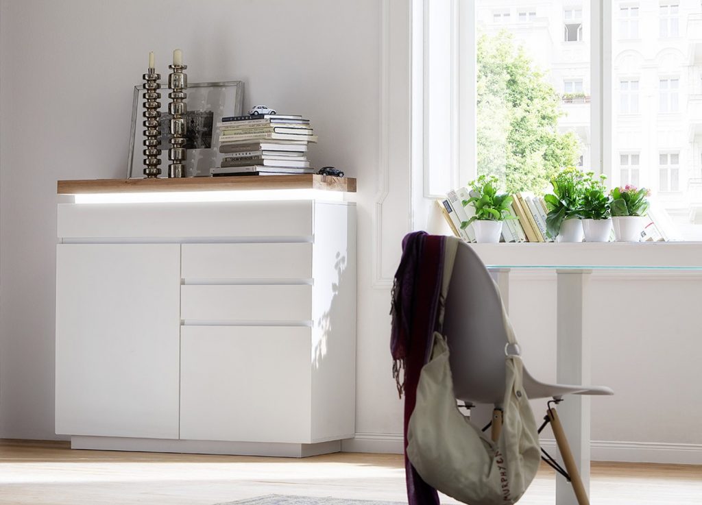 Commode blanche laqué mat & bois massif