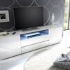 Meuble TV blanc laqué design avec éclairage