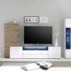 Meuble TV blanc et rangement bois chêne