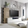 Meuble TV blanc et rangement bois chêne