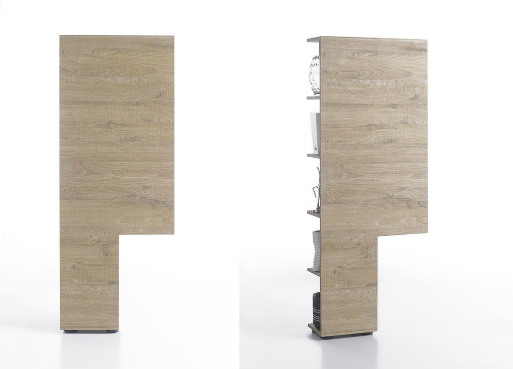 Meuble TV blanc et rangement bois chêne