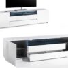 Meuble TV blanc et rangement bois chêne