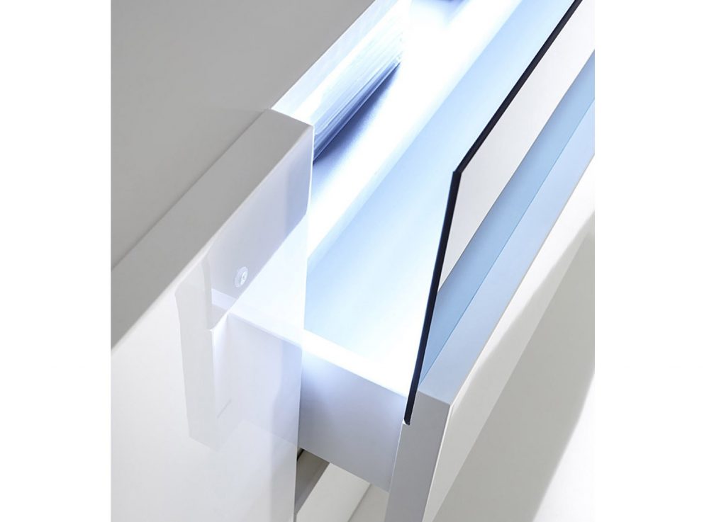 Meuble TV blanc et rangement bois chêne