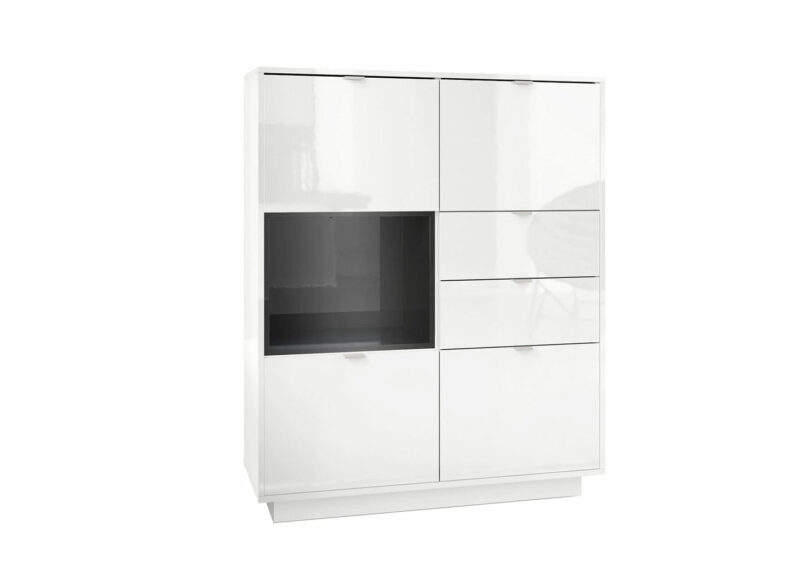 Meuble buffet haut blanc laqué brillant