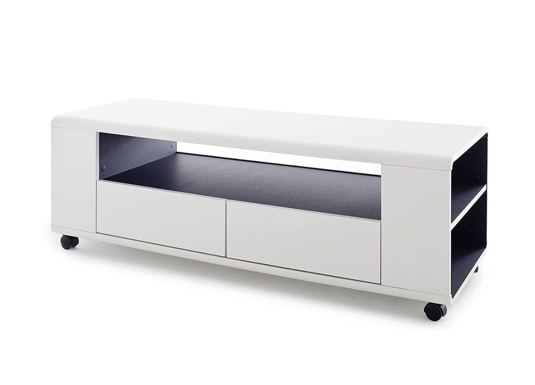meuble tv blanc et gris anthracite pas cher