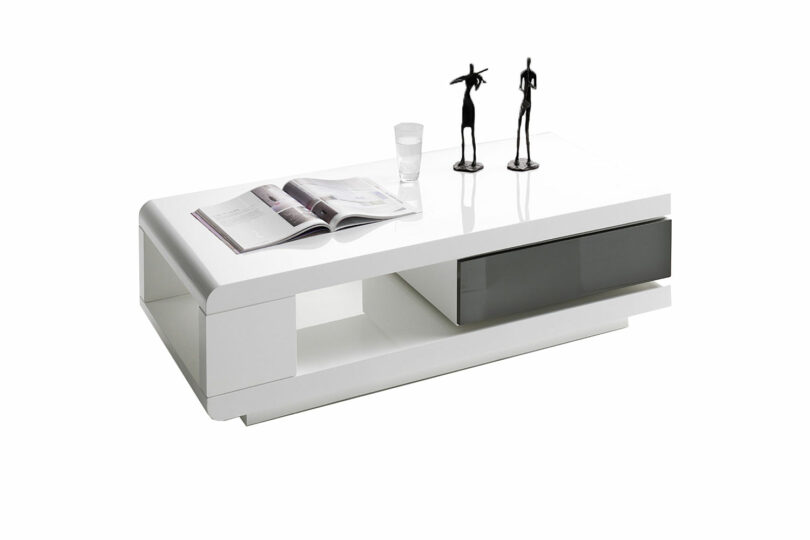 Table basse laquée blanc brillant