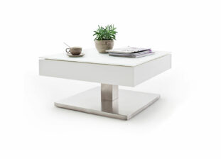Table basse plateau en verre blanc