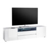 Meuble TV blanc laqué design avec éclairage